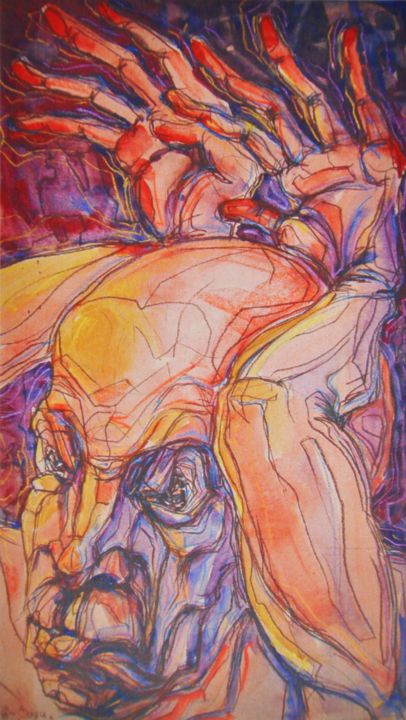 Painting titled "rabbit" by Bubon, Original Artwork, Gouache