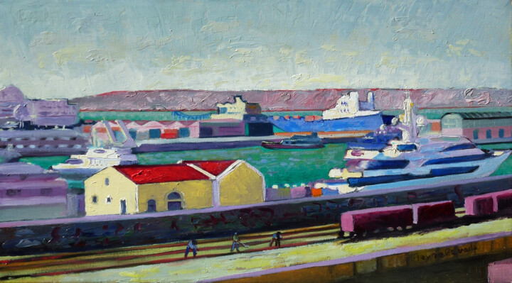 Marseille, le port 绘画, 9.5x16.1 in