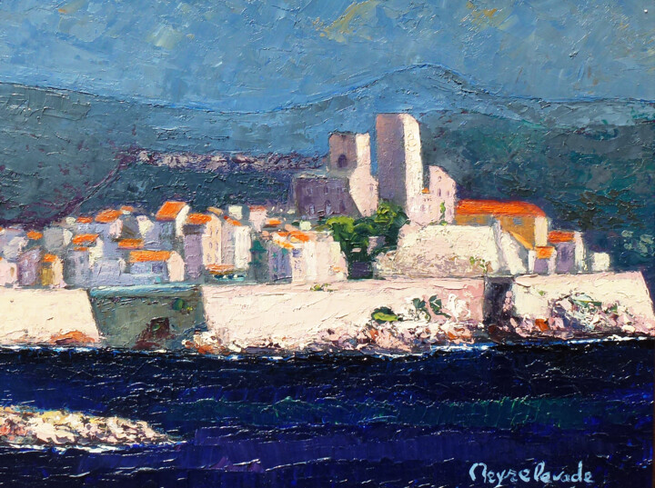 Schilderij getiteld "Mediterranée à Anti…" door Jacques Peyrelevade, Origineel Kunstwerk, Olie Gemonteerd op Frame voor hout…
