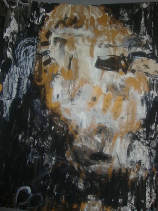 Painting titled "Tête Dorée" by Kim Nawara, Original Artwork