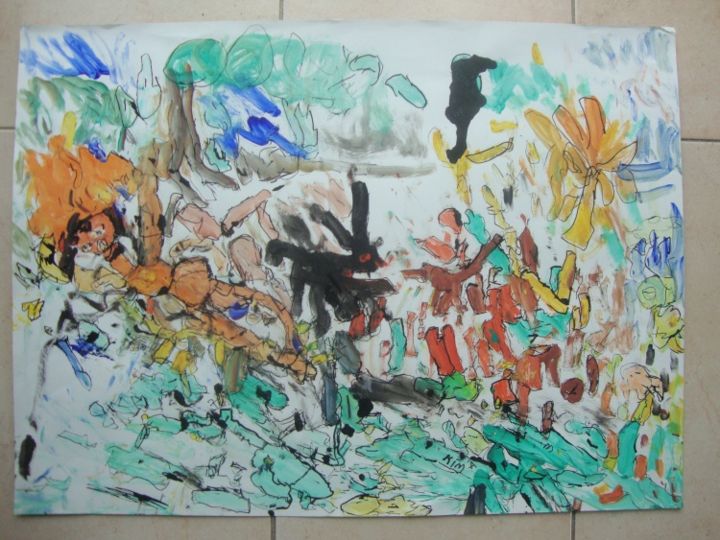 Painting titled "Un Verger" by Kim Nawara, Original Artwork