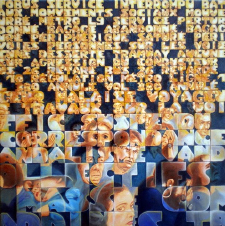 Painting titled "Triptych of Transpo…" by Valérie Voinchet, Original Artwork, Acrylic Mounted on Wood Stretcher frame