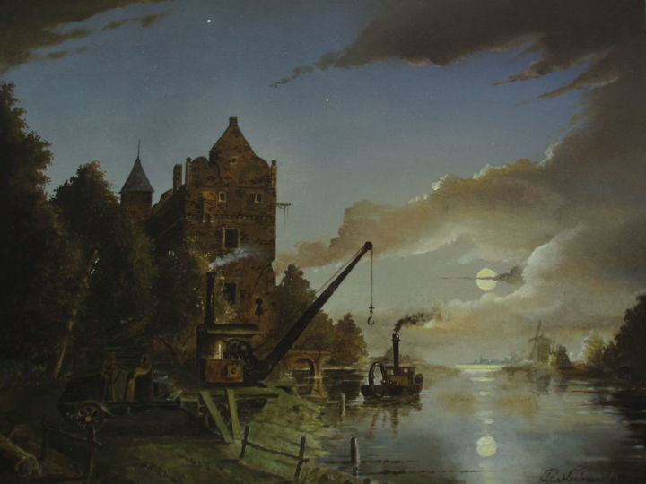 Ζωγραφική με τίτλο "Kasteel De Thooren…" από Peter Meuleners, Αυθεντικά έργα τέχνης, Λάδι