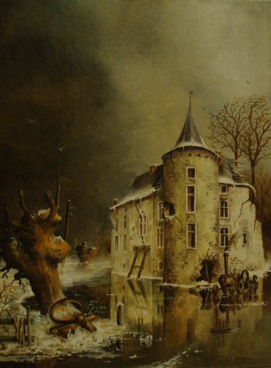 Ζωγραφική με τίτλο "Kasteel Wittem  Net…" από Peter Meuleners, Αυθεντικά έργα τέχνης, Λάδι