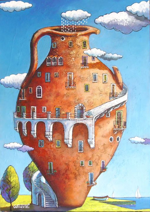 Painting titled "la-civilta-dell-acq…" by Sticchinain, Original Artwork