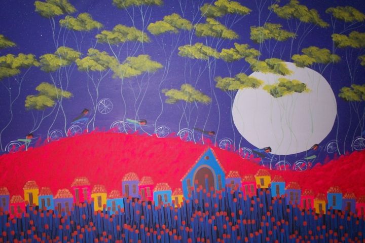 Painting titled "carrera-bicicleta.j…" by Yony Calderon, Original Artwork
