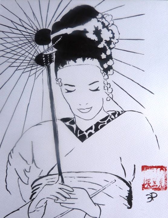Peinture intitulée "encre de chine 2013…" par Lapiche, Œuvre d'art originale