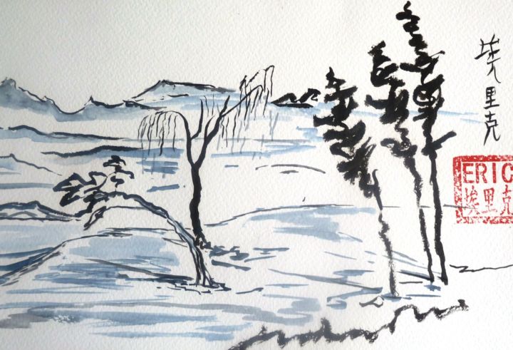 Peinture intitulée "encre de chine2013-…" par Lapiche, Œuvre d'art originale, Huile