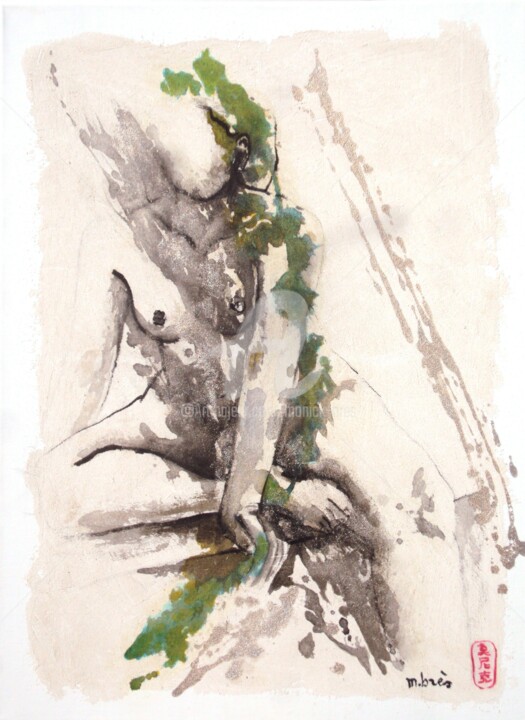 Drawing titled "ATHLETIQUE" by Monick Bres, Original Artwork, Ink