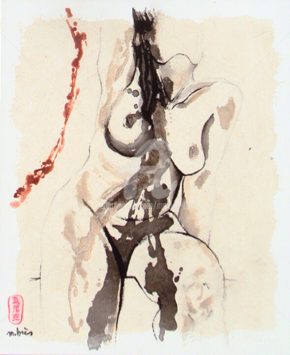 Drawing titled "VICTOIRE" by Monick Bres, Original Artwork, Ink