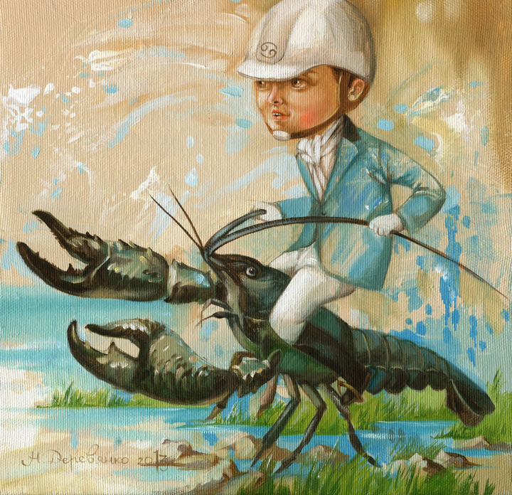 Painting titled "Картина Наездник. Н…" by Natalia Derevianko, Original Artwork, Oil