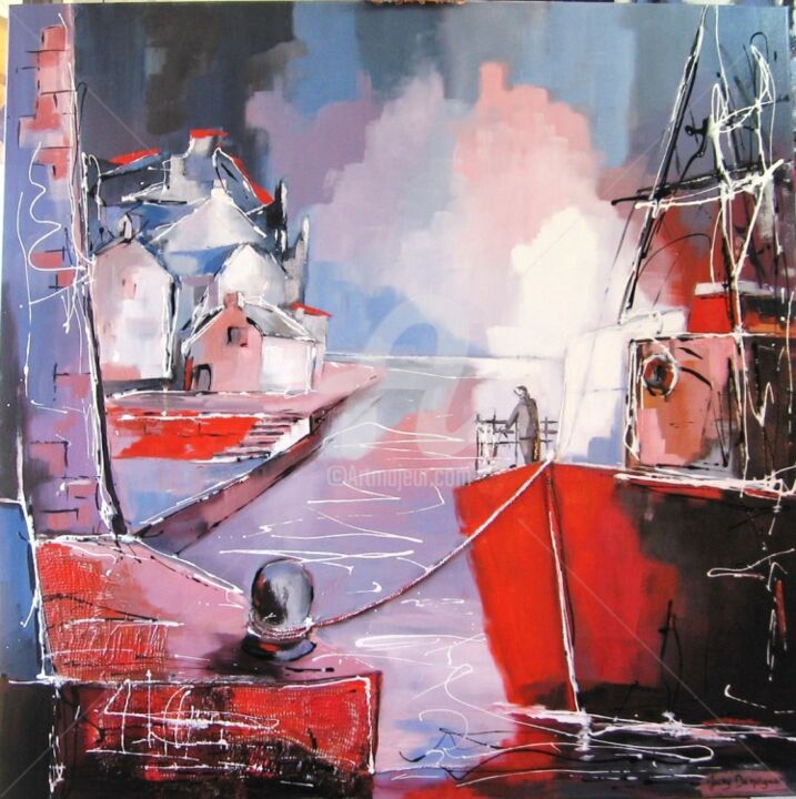 Peinture intitulée "Bel accostage...Cap…" par Jacky Dumergue, Œuvre d'art originale, Huile