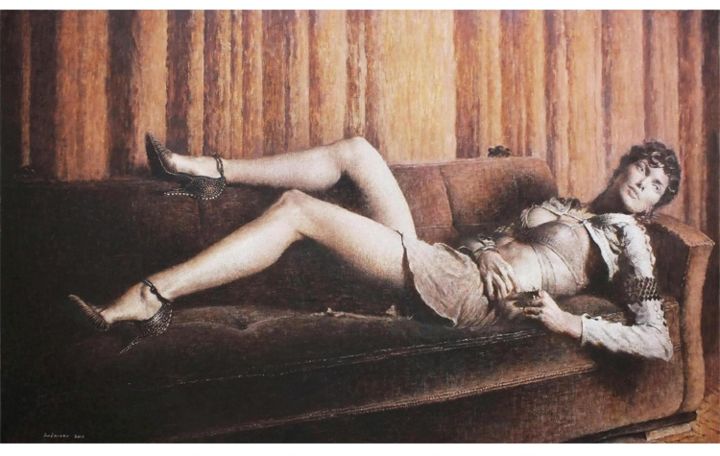 Painting titled "lounge" by Robert Andersen, Original Artwork, Oil