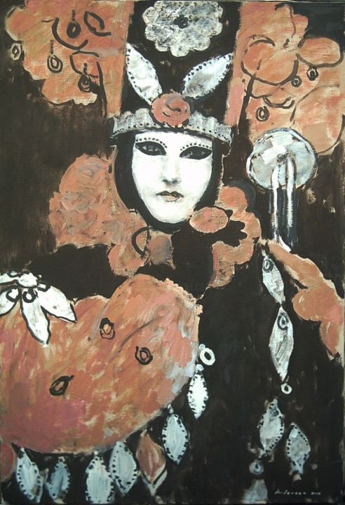 Painting titled "Rose and black" by Robert Andersen, Original Artwork, Oil