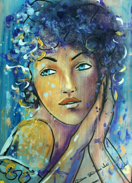 Painting titled "L'écume des rêves..…" by Dam Domido, Original Artwork, Oil