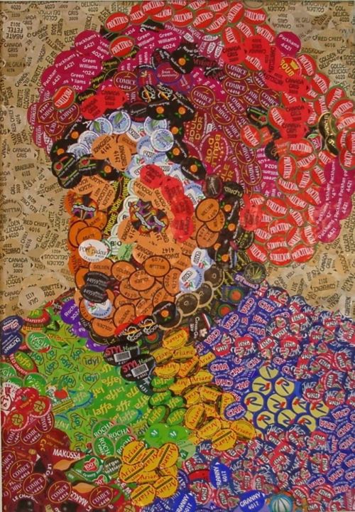 Peinture intitulée "label manie" par Evelyne Hervé, Œuvre d'art originale, Huile