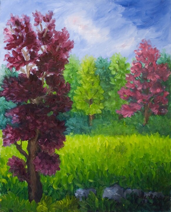 Painting titled "La sentinelle de la…" by Claire Bizier, Original Artwork, Oil