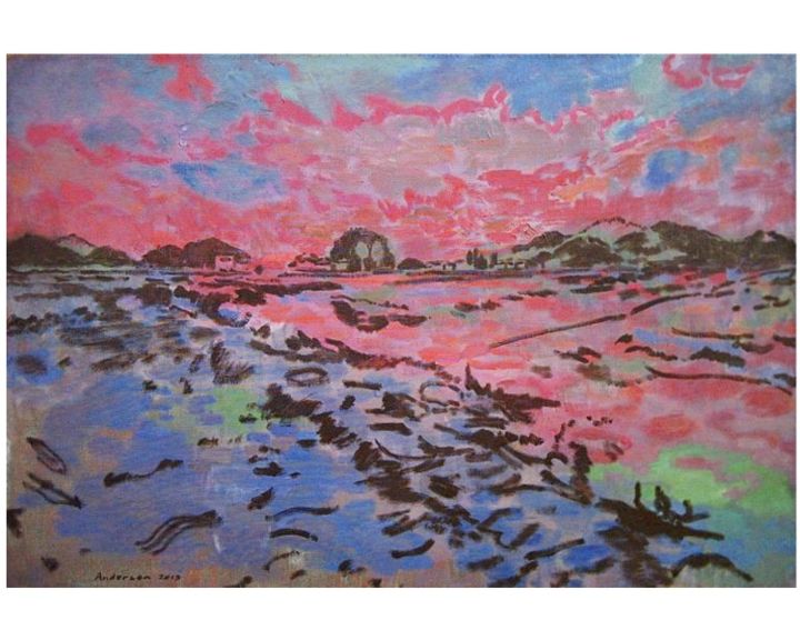 Painting titled "bank branching" by Robert Andersen, Original Artwork, Oil