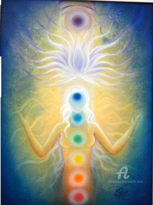 Peinture intitulée "ENLIGHTENMENT--" par Suddha Sama, Œuvre d'art originale, Huile