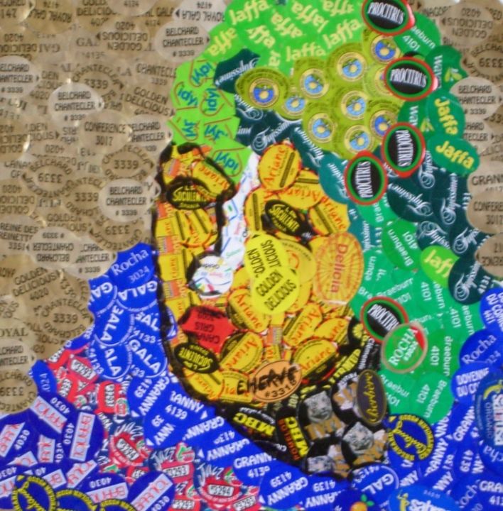Peinture intitulée "label vert" par Evelyne Hervé, Œuvre d'art originale, Huile