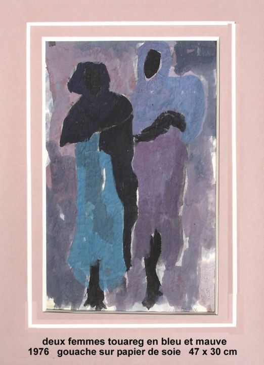 Peinture intitulée "2 femmes touareg en…" par Ioana, Œuvre d'art originale, Huile