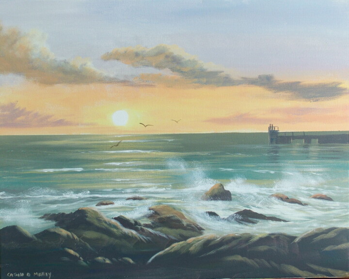 Pittura intitolato "galway bay sunset" da Cathal O Malley, Opera d'arte originale
