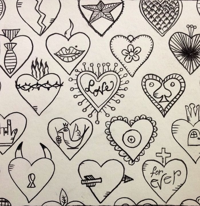 Drawing titled "LOVE ALLOVER" by Kuky, Original Artwork, Other
