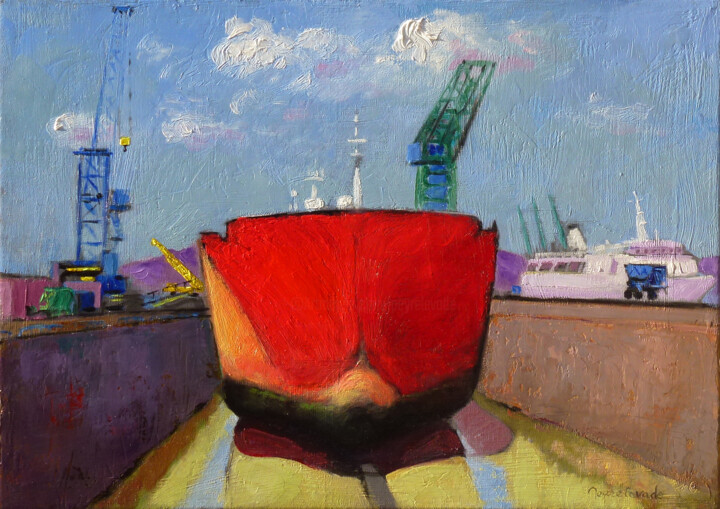 bassin de radoub 绘画, 13x18.1 in