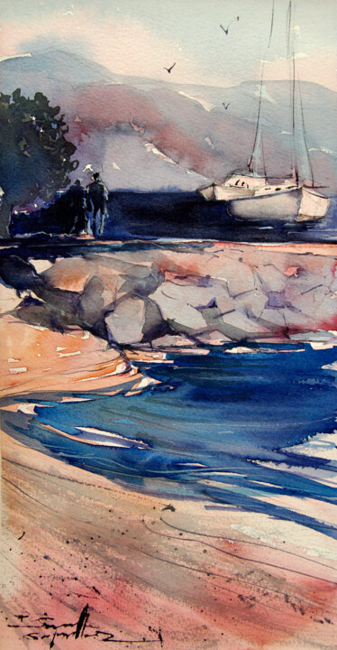Painting titled "Hyères 1" by Isabelle Seruch Capouillez, Original Artwork, Watercolor