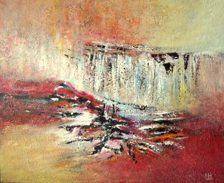 Peinture intitulée "Cascade - Abstrait" par Lebreton-Hays, Œuvre d'art originale, Huile