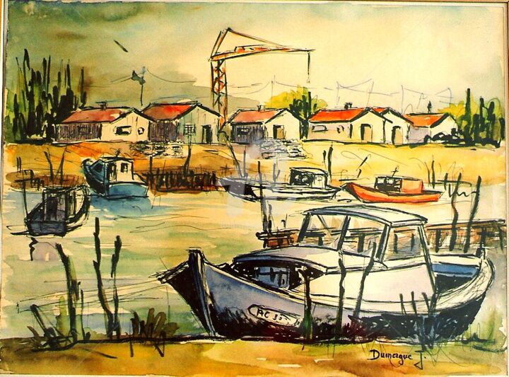 Peinture intitulée "croquis-aquar-la-te…" par Jacky Dumergue, Œuvre d'art originale, Aquarelle