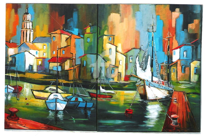 Peinture intitulée "Escale-a-Pauillac 0…" par Jacky Dumergue, Œuvre d'art originale