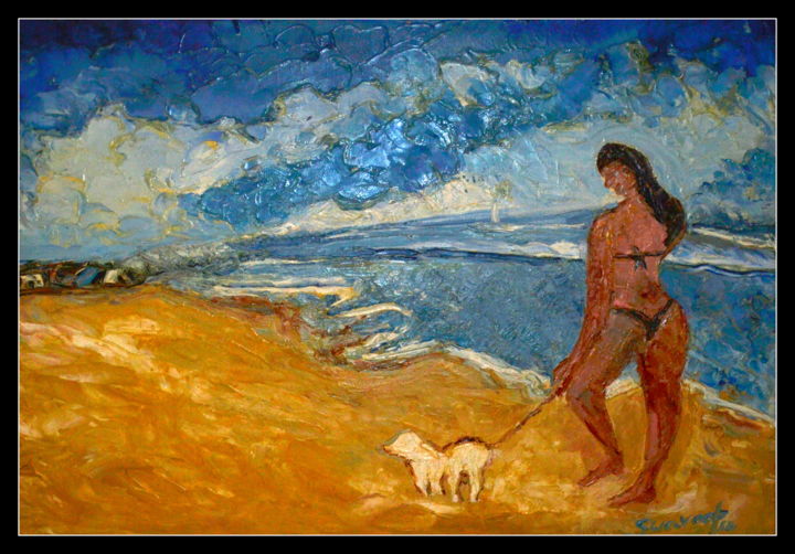 ON A BEACH 绘画, 29x43 in