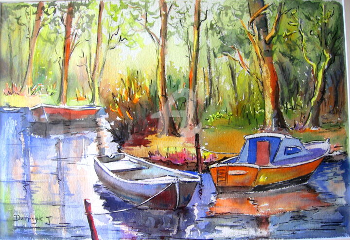 Peinture intitulée "aquar-courant-de-ca…" par Jacky Dumergue, Œuvre d'art originale