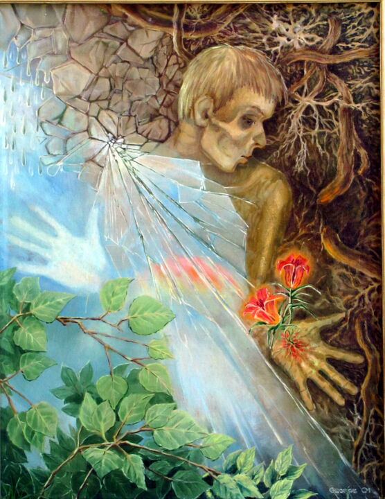 Peinture intitulée "портрет умершего че…" par Georgij Inesin (Georgy Ineshin Georgij Inesin), Œuvre d'art originale, Huile