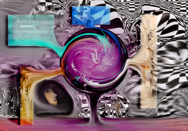 Digital Arts titled "GEOMETRIE CACHEE" by Jean Luc Masini, Original Artwork, Digital Painting