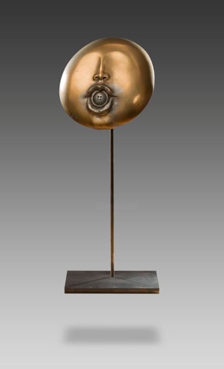 Sculpture intitulée "BOUCHE COUSUE" par Sak, Œuvre d'art originale, Métaux