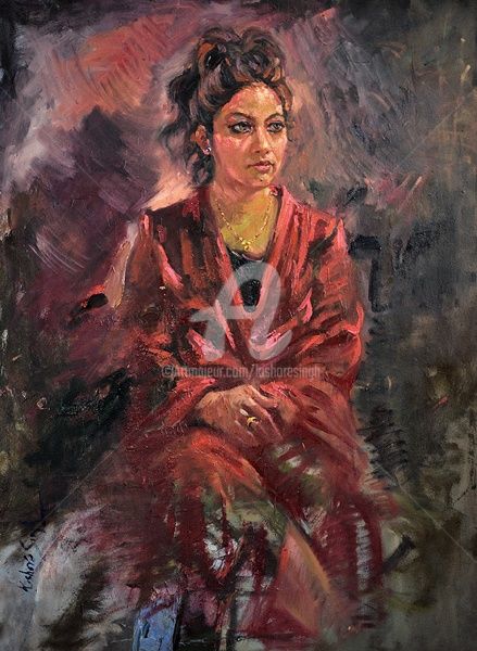 Painting titled "Potrait Of Mehak," by Kishore Singh, Original Artwork