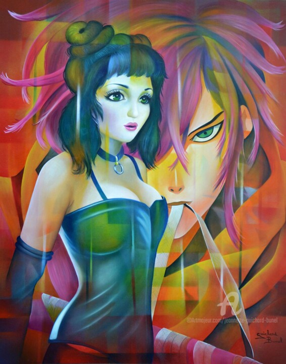 Peinture intitulée "à la vie, à l'amour" par Jeannette Guichard-Bunel, Œuvre d'art originale, Huile Monté sur Châssis en bois