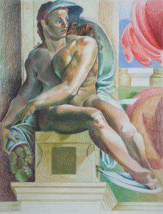 Drawing titled "Ignudo, Cappella Si…" by Marianna Farano, Original Artwork, Other