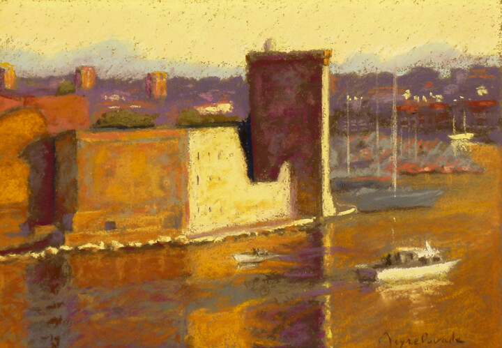 Peinture intitulée "Pastel, rayon jaune…" par Jacques Peyrelevade, Œuvre d'art originale, Pastel