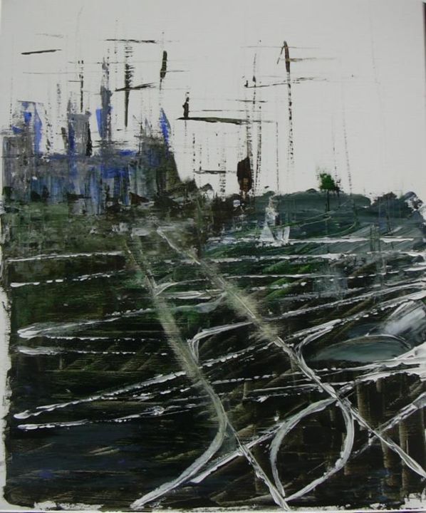 Peinture intitulée "Rails" par Nathalie Torrents, Œuvre d'art originale