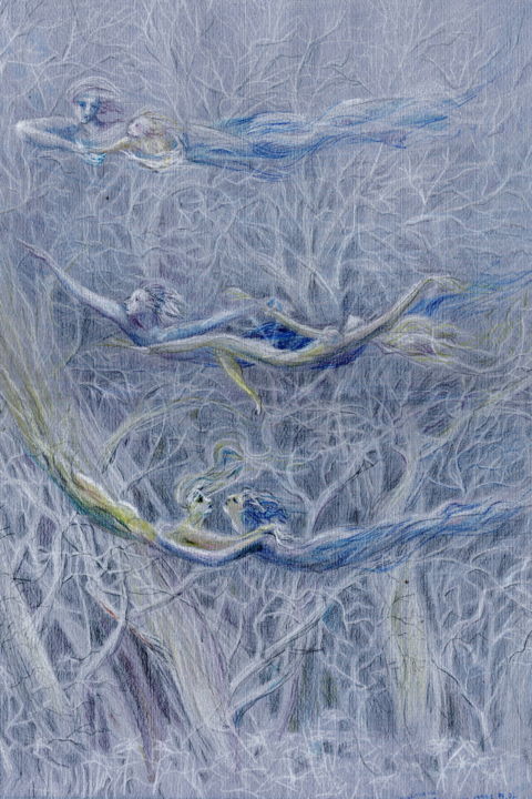 Drawing titled "Сон" by Olga Burykina, Original Artwork, Conté