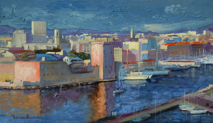 绘画 标题为“Marseille, Fort Sai…” 由Jacques Peyrelevade, 原创艺术品, 油 安装在木质担架架上