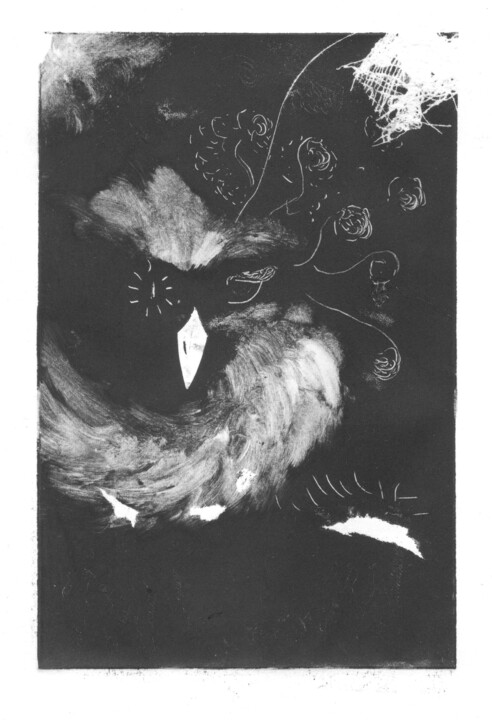印花与版画 标题为“La Chouette Zoa” 由M Batté Gauthier, 原创艺术品, 蒙纳