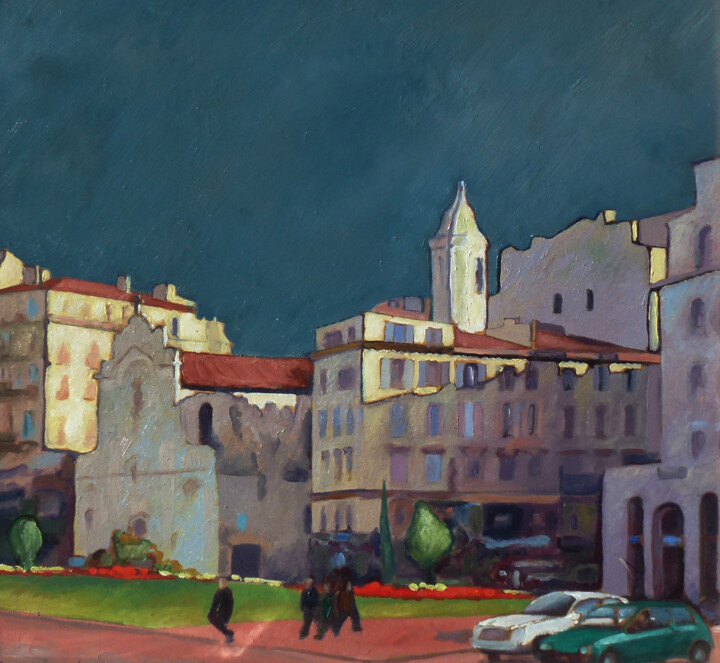 Peinture intitulée "Marseille, Eglise S…" par Jacques Peyrelevade, Œuvre d'art originale, Huile