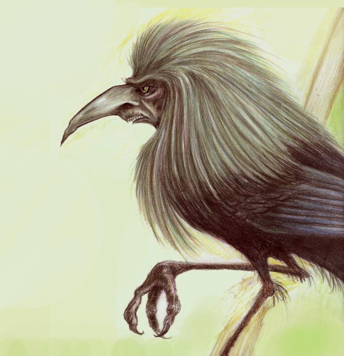 El Cuervo - urracas 绘画, 16x11 in
