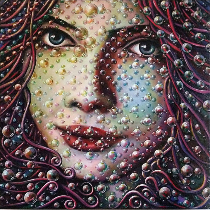 Painting titled ""Le regard"" by Jean-Jacques Briquet, Original Artwork, Acrylic Mounted on Wood Stretcher frame