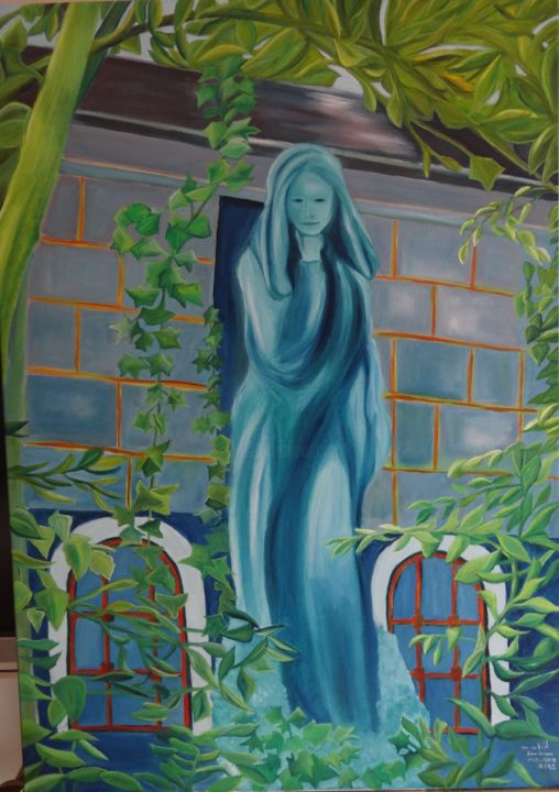 Peinture intitulée "pensée" par Dominique Van De Velde, Œuvre d'art originale, Huile Monté sur Châssis en bois