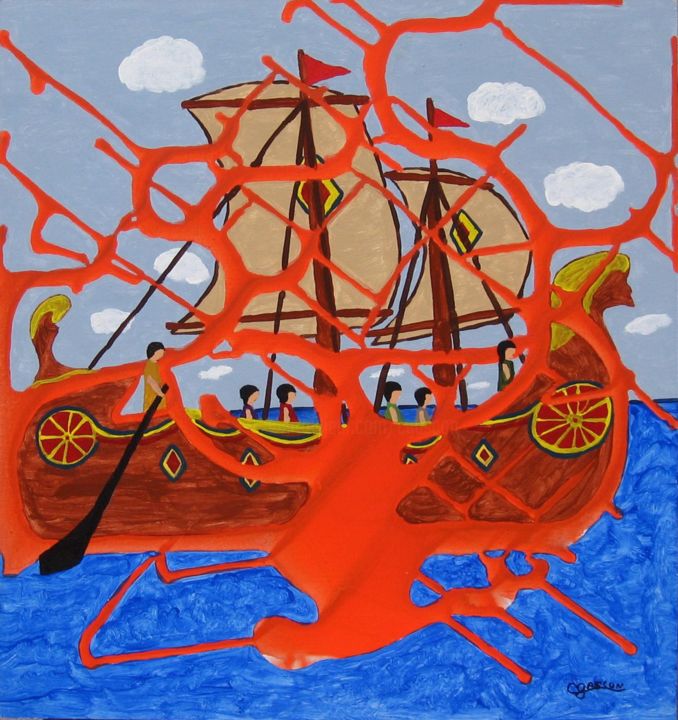 croisière 绘画, 18.1x16.9 in